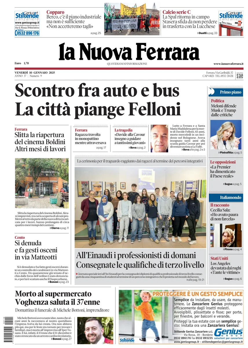 Prima-pagina-nuova ferrara-oggi-edizione-del-2025-01-10